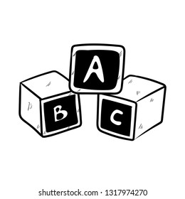 alphabet cubes doodle icon vector 