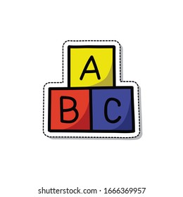 alphabet cubes doodle icon, vector illustration