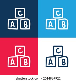 Alphabet Cubes Educational Toy blue and red four color minimal icon set