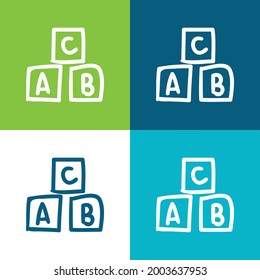 Cubos de alfabeto Juguete educativo Plano de cuatro colores conjunto de iconos mínimo