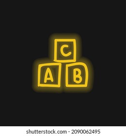 Alphabet Cubes Educational Toy yellow glowing neon icon