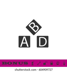 Alphabet cubes icon flat. Black pictogram on white background. Vector illustration symbol and bonus button