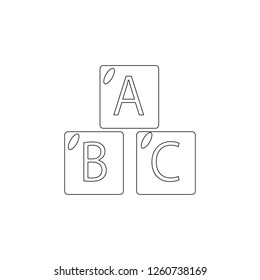 alphabet cubes with letters A,B,C icon. Toy element icon. Premium quality graphic design icon. Baby Signs, outline symbols collection icon for websites, web design, mobile app on white background