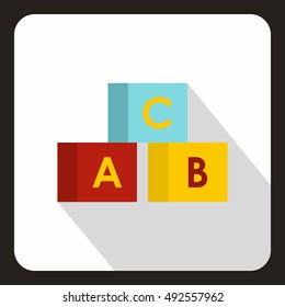 Alphabet cubes with letters A,B,C icon in flat style on a white background vector illustration