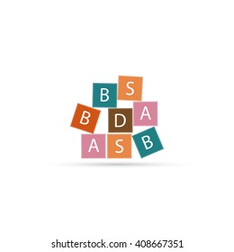 alphabet cubes with letters A,B,C,D