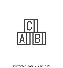 Alphabet cubes line icon. linear style sign for mobile concept and web design. abc cubes toy outline vector icon. Symbol, logo illustration. Vector graphics