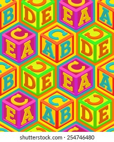 Alphabet cubes seamless pattern