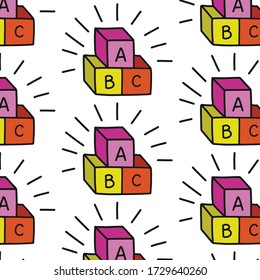 alphabet cubes seamless pattern, vector illustration
