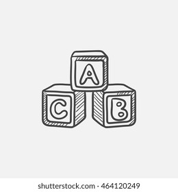 Alphabet cubes sketch icon for web, mobile and infographics. Hand drawn vector isolated icon.