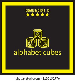 alphabet cubes sketch vector icon
