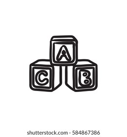 Alphabet cubes vector sketch icon isolated on background. Hand drawn Alphabet cubes icon. Alphabet cubes sketch icon for infographic, website or app.