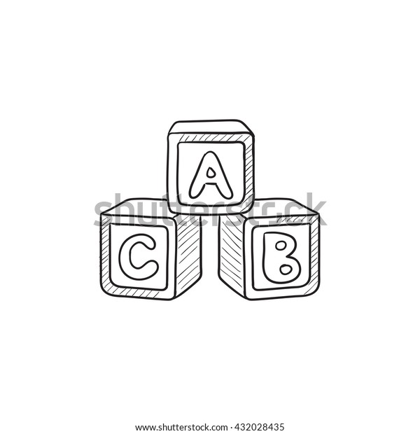 Alphabet Cubes Vector Sketch Icon Isolated Stock Vector (Royalty Free ...