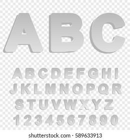 The alphabet in cut paper style with shadow