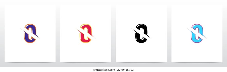 Alphabet Cut Slashed Letter Logo Design O