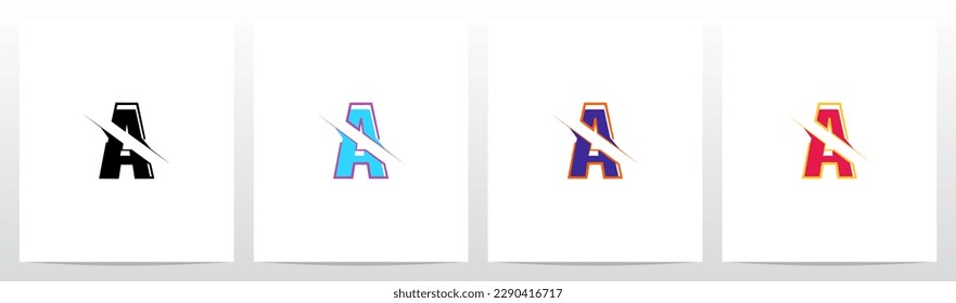 Alphabet Cut Slashed Letter Logo Design A