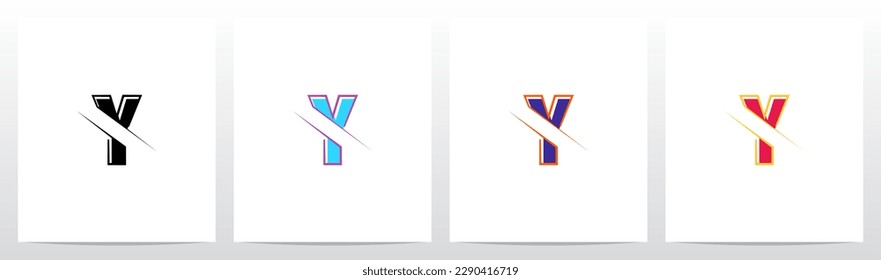 Alphabet Cut Slashed Letter Logo Design Y