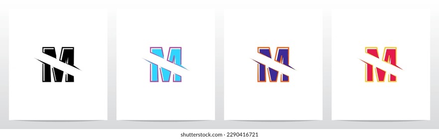Alphabet Cut Slashed Letter Logo Design M