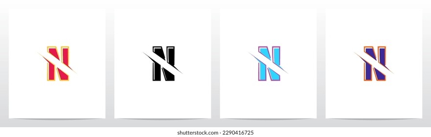 Alphabet Cut Slashed Letter Logo Design N