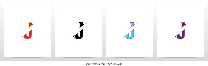 Alphabet Cut Slashed Letter Logo Design J