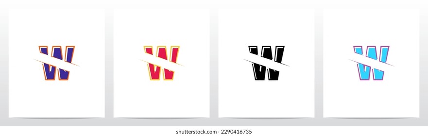 Alphabet Cut Slashed Letter Logo Design W