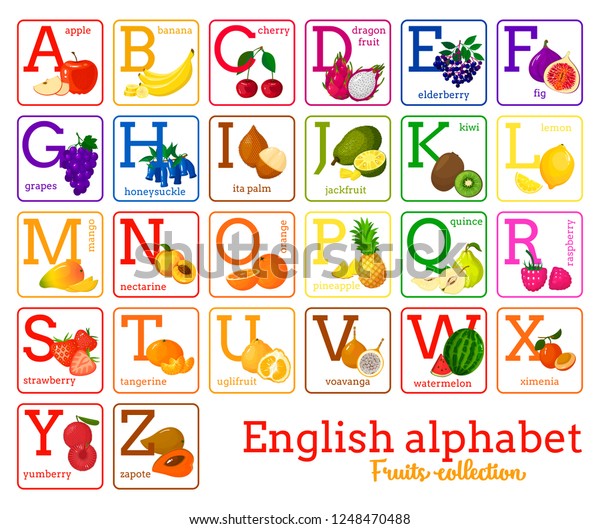 Alphabet Cute Fruits Letters Z Cartoon Stock Vector (Royalty Free ...