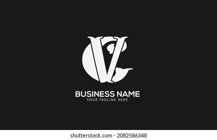 Alphabet CV or VC abstract monogram vector logo template