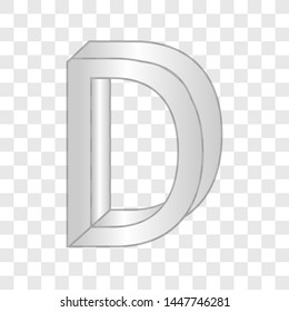 Alphabet D impossible shape font. Vector illustration on transparent background.