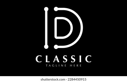 Alfabeto D letra inicial del logotipo monograma abstracto plantilla vectorial
