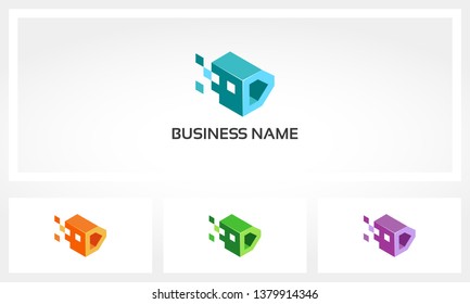 Alphabet D Letter Block Pixel Cube Logo