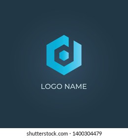 Alphabet D letter design vector with hexagon pattern