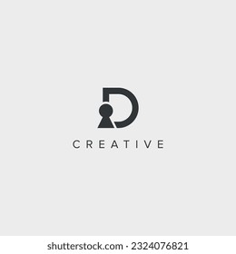 Alphabet D letter lock logo vector template illustration.