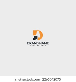 Alphabet D letter logo design with people icon vector template.