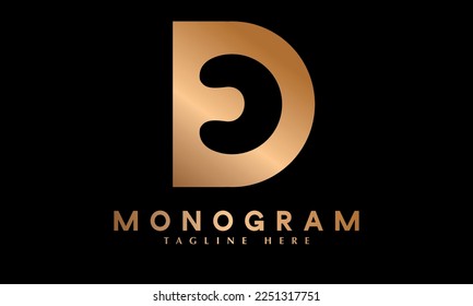 Alfabeto D letra texto monograma abstracto plantilla de logotipo vectorial
