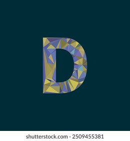 Alphabet D logo, 3d bold capital alphabet letter logo design, triangle, glass texture effect, jungle forest color