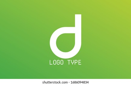 Diseño del logotipo Alphabd D sobre fondo degradado verde y amarillo claro 