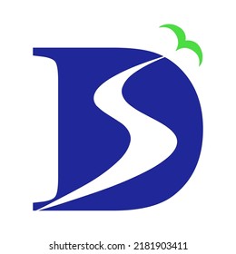 alphabet d s path bird logo symbol icon design