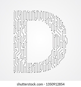 Alphabet D shape digital line design