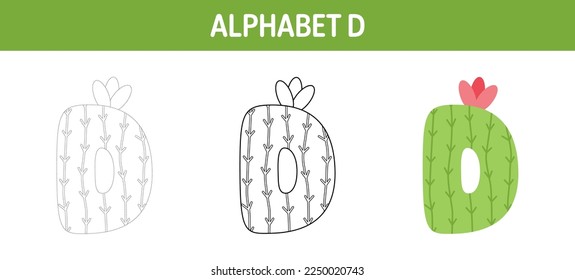 Alphabet D tracing and coloring worksheet for kids