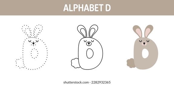Alphabet D tracing and coloring worksheet for kids