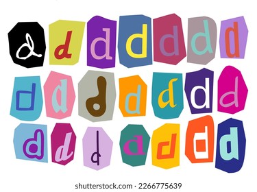 Alphabet d - vector cut newspaper and magazine letters, paper style ransom note letter