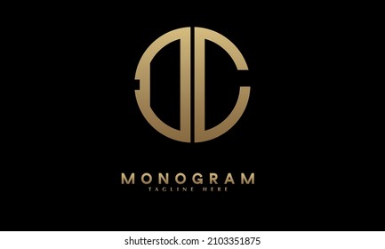 Alphabet DC or CD illustration monogram vector logo template in round shape