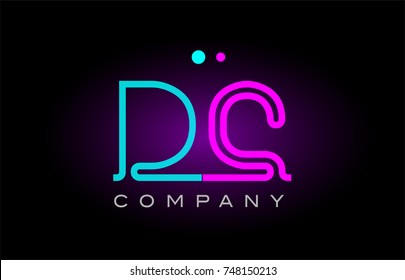 Alphabet dc d c letter logo design combination with neon light effect in blue and pink color suitable for a company banner or branding purposes