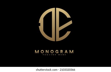 Alphabet DE or ED illustration monogram vector logo template in round shape