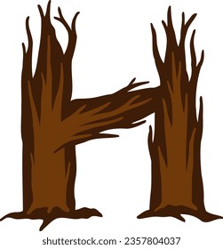an alphabet with a dead tree theme