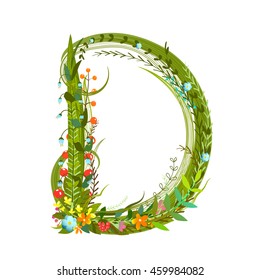Alphabet decorative floral letter D. 
