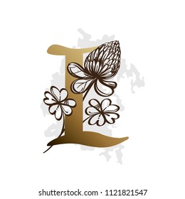 Alphabet with decorative plant elements for greeting cards, invitations and much more. Capital letter L.