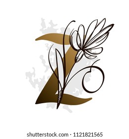 Alphabet with decorative plant elements for greeting cards, invitations and much more. Capital letter Z.