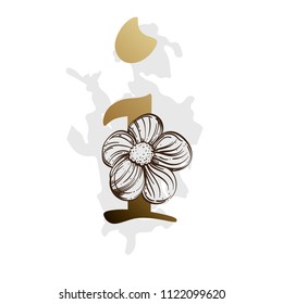 Alphabet with decorative plant elements for greeting cards, invitations and much more. Lowercase letter i.