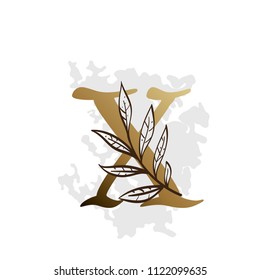 Alphabet with decorative plant elements for greeting cards, invitations and much more. Lowercase letter x.