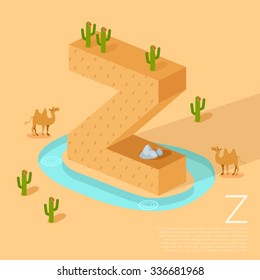 Alphabet With Desert Elements : Vector Illustration